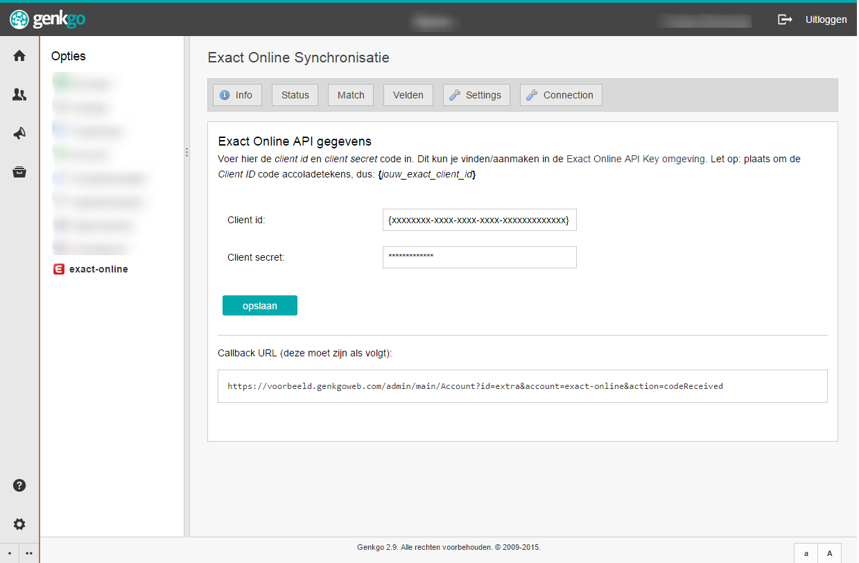 Exact Online koppeling stap 7